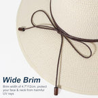 Womens Sun Straw Hat Bowknot Hat Summer Wide Brim Bucket Hats Foldable Beach Sun Hats Roll up UPF 50+ (1 Pack Bowknot Hat: Ivory White, 4.7" Brim)