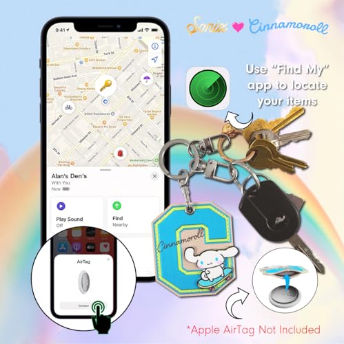 x Sanrio Character Keychain Case Compatible with Apple AirTag (College Letters Cinna Moroll)