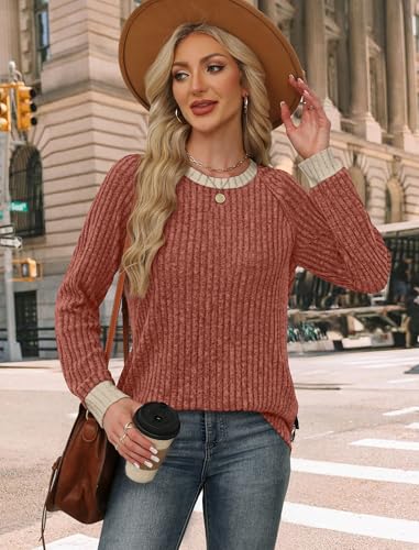 Long Sleeve Shirts for Women Womens Fall Fashion 2026 Halloween Sweaters Maternity Clothes Boat Neck Long Sleeve Tops Trendy Cute Dressy Casual Teacher School Outfits Caramel M (Medium / 03-caramel)