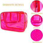Clear Makeup Bag Travel Toiletry Artist Bag, Hot Pink - Image 3