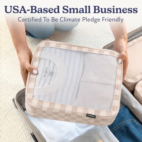 TSA Friendly Packing Cubes for Carry On (2. Neutral Checker / 4 Pack (Standard))