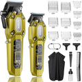 600&900 Cordless Barber Clipper Trimmer Set with LED Display (Gold)