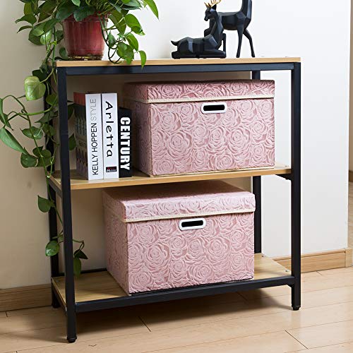 Larger Collapsible Storage Bin with Lid [1 (Pink / Large(1-Pack))