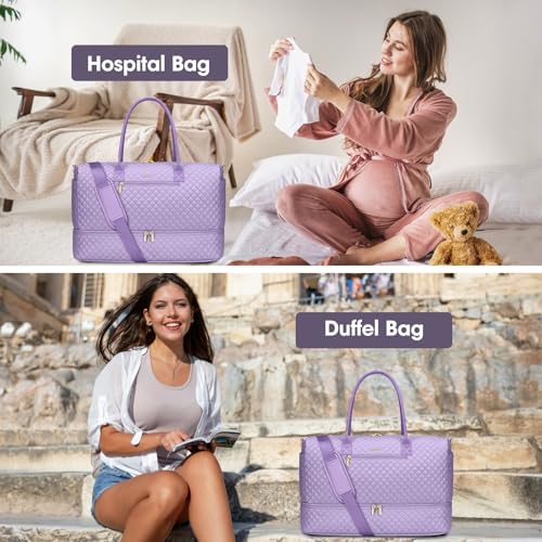 Travel Bag Weekender Bags for Women (8-Light Purple / 40L-Large)