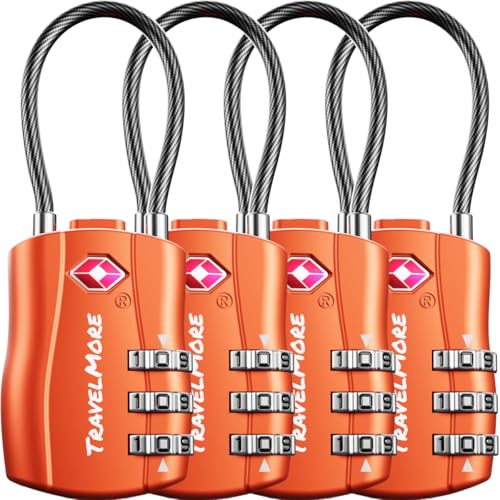 TSA Approved Luggage Locks (Orange / 4 Pack)