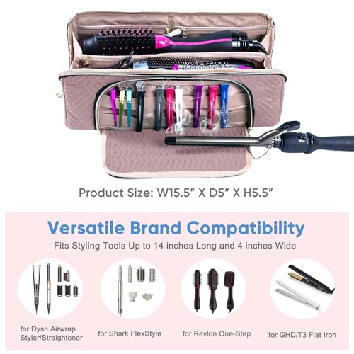 Large Hair Tools Travel Bag with Iron Mat (Style A - Large / Pink)