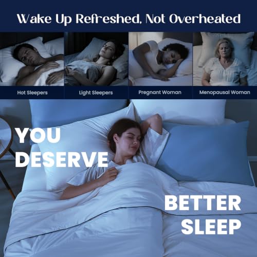 Temperature Regulating Comforter (Snow Ivory With Navy Trim / Ultimate Twin XL (68"x90"))
