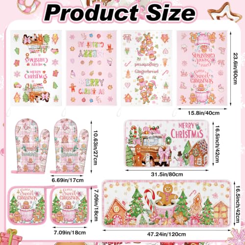 10 Pcs Christmas Gingerbread Man Kitchen Decor Accessories Set (Pink / Gingerbread Man)