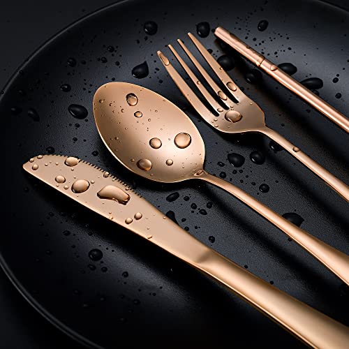 Travel Utensils Set Stainless Steel with Carrying Case (Rose Gold)