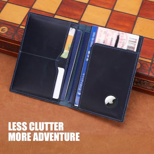 Albatross Leather Travel Passport Holder (Navy)