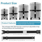 Anti Theft Suitcase Belt with TSA Lock (Cross Black-New)