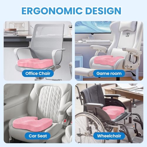 Seat Cushion Memory Foam Office Chair Cushion (X-Large / Pink)