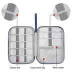 Travel Electronics Organizer Portable Cable Organizer Bag for Storage Electronic Accessories Case for Cord (Navy Blue)