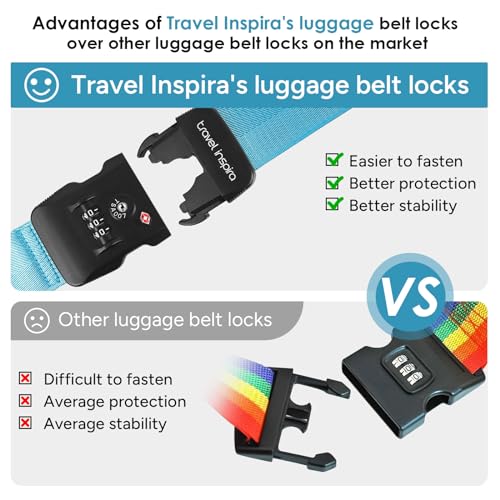 Heavy Duty Luggage Straps with TSA Lock (Blue)