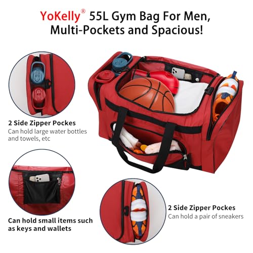 55L Duffle Bag for Men (Red / 22 inch)