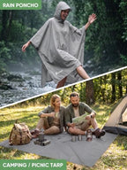 Hooded Rain Poncho for Adults (Grey-basic)