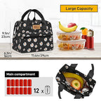Insulated Lunch Bag for Women Men Lunch Box Cooler Lunch Tote for Work Picnic (Daisy)