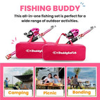 Kids Fishing Pole For Boys (2 Pack- Pink + Pink (Complete Set) / 5ft)