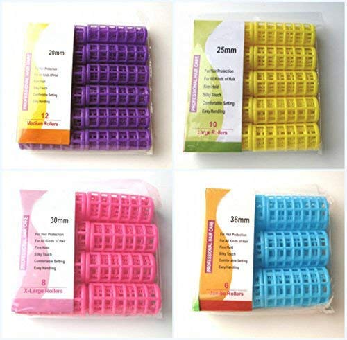 Kamay's Medium Hair Rollers Comb Curlers Clips Styling Rollers Hair Curls Wave Style Hairdressing Curlers Tools (Plastic Styling 20mm/ 7/8" 12PCS Random Clolor)