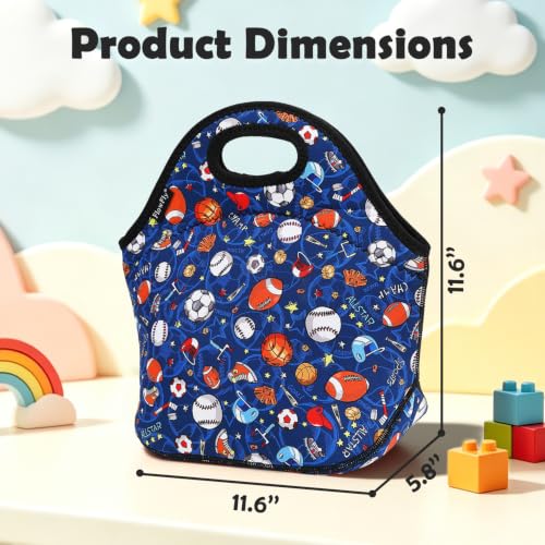 Neoprene Kids Lunch box Insulated Soft Bag Mini Cooler Thermal Meal Tote Kit for Boys (Football)
