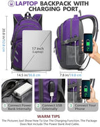 Extra Large Backpack Bookbag for College Laptop Travel (17 Inch / Azalea Purple)
