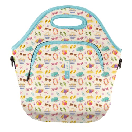 LunchTote Zippered Bag Insulated Neoprene Caddy (Beach Life / X-Large 6.5 Quart Lunch Tote)