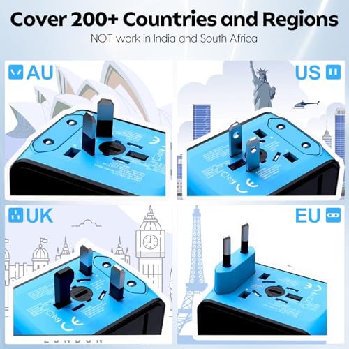 Universal Travel Adapter (2TYPE C+2USB-Sky Blue Black)