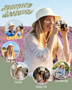 Water Resistant UPF 50+ Sun Bucket Hat Packable Brimmed for Women Men White (One Size / White)