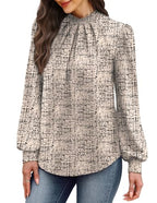 Boho Tops for Women Old Money Clothes Long Sleeve Shirts Blouses for Women Dressy Casual Business Casual Outfits Fall Clothes Early Fashion Clothing 2026 Must Haves Beige Black L (03 - Beige Black / Large)