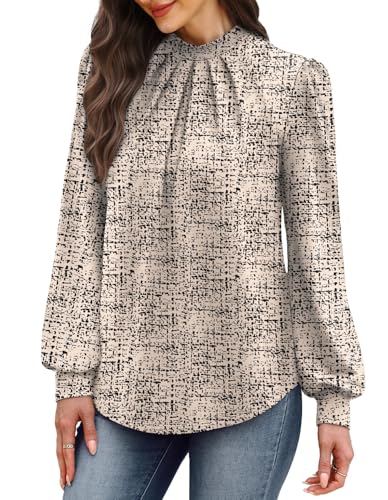 Boho Tops for Women Old Money Clothes Long Sleeve Blouses for Women Dressy Casual Womens Clothing Early Plus Size Fall Fashion 2026 Outfits Fall Clothes Beige Black XL (03 - Beige Black / X-Large)