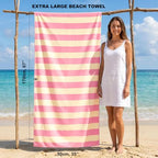 Microfiber Beach Towel Sand (U-sorbet Stripe / Extra Large(67x35"))