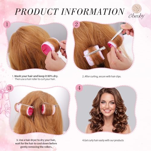 4 Sizes Hair Rollers for Women Self (Cherry Print)