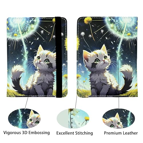 Cute Cat Passport Holder for Women and Men PU Leather Passport Cover for Travel (Cute Cat / One Size)
