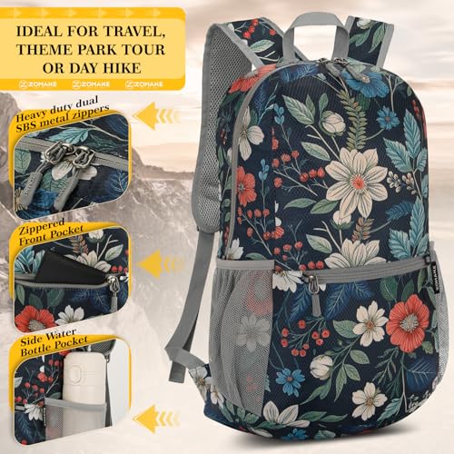 Lightweight Packable Backpack (20L / D-royal Blue Floral)