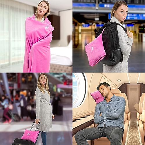 Premium Soft Travel Blanket Pillow 2 (Travel / Pink-1pk-t004)