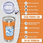 20oz Tumbler Insulated Coffee Tumblers with Lid Stainless Steel Orange 1P (Orange)