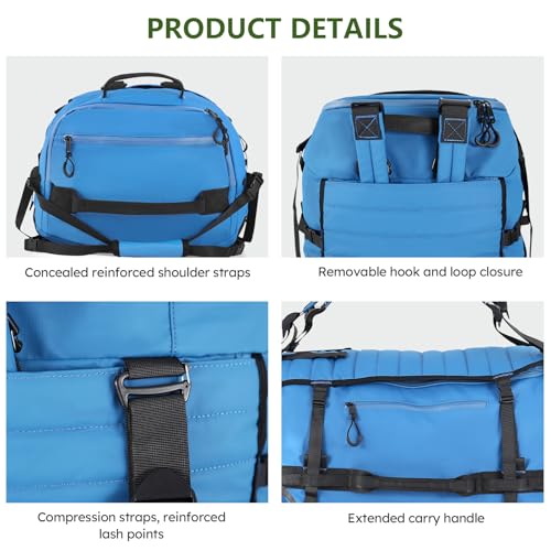 86L Collapsible Wheeled Duffle Bag Waterproof (Blue)