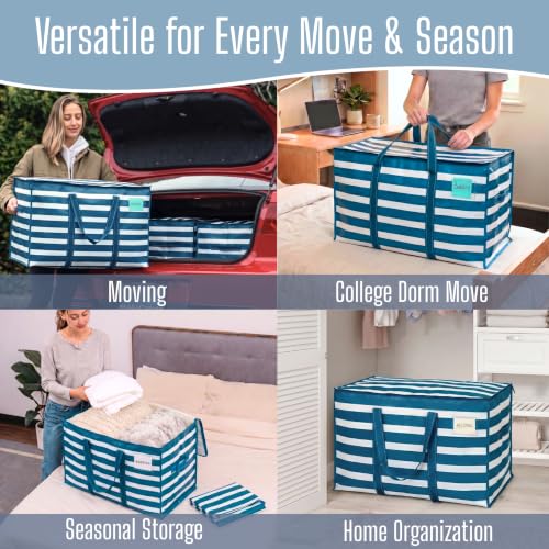 4 Pack Heavy Duty Moving Bags (4 Pack / Classic Navy Stripe)