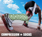 Compression Socks for Women & Men Circulation (Small-Medium / 34 Dark Green/Green/Green)