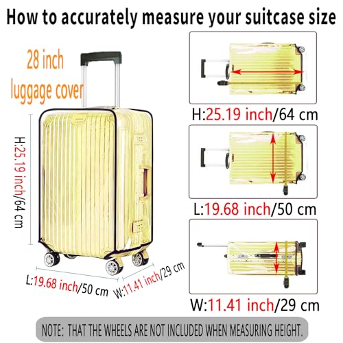 28 Inch Waterproof Clear Suitcase Cover (Black Trim-0.2mm / 28" Suitcase Cover.)