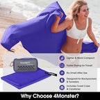 Quick Dry Travel Towel with Case & Carabiner (Purple / 71.00" x 35.00")