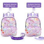 Toddler Harness Backpack Leash (Purple Colorful/Unicorn, Purple Link)