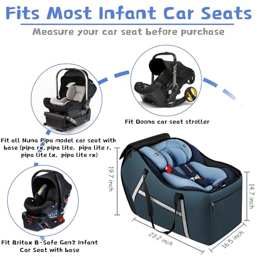 Infant Car Seat Travel Bag for Airplane Compatible with All Nuna Pipa Car Seat and Base (Blue)
