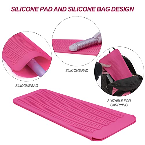 Silicone Heat Resistant Mat Pouch for Hair Straightener (2 Pack / Pink)