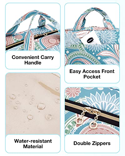 Toiletry Bag Travel Bag with Hanging Hook (Large / Green Paisley)