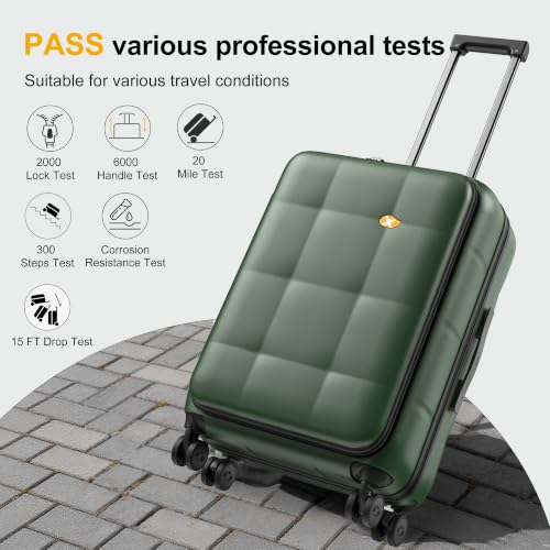 24 Inch Expandable Checked Luggage Hard Shell Suitcase (24 inch / Dark Green)