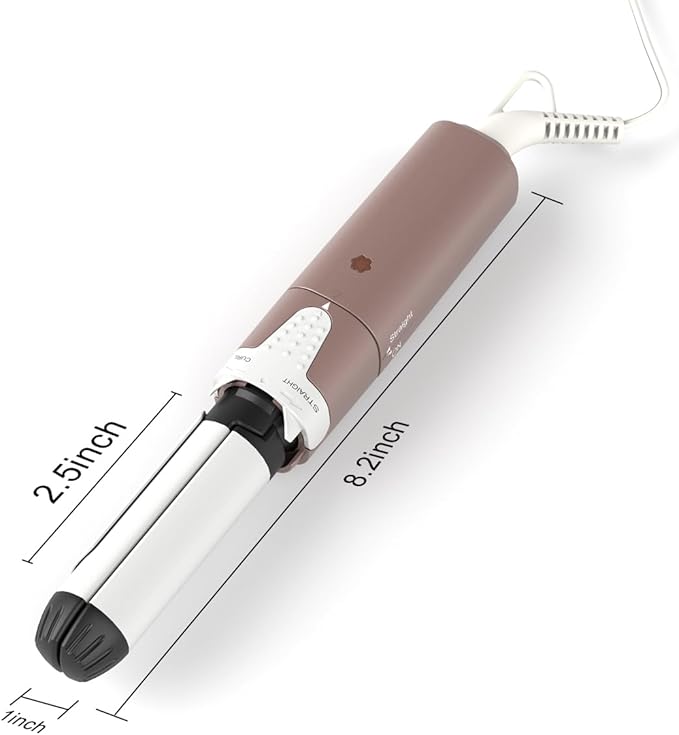 VAV Mini Travel 2 in 1 Hair Straightener and Curler 1 Inch Curling Iron Flat Iron Dual Voltage Hair Styling Tools Ceramic Coating Panel