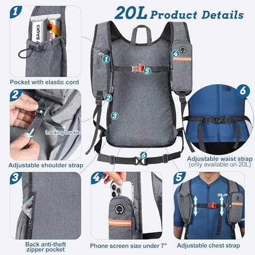 20L Small Hiking Backpack for Men Women Foldable Packable Back Pack Ultralight Hiking Daypack for Travel Camping Outdoor (Gray / 20L)
