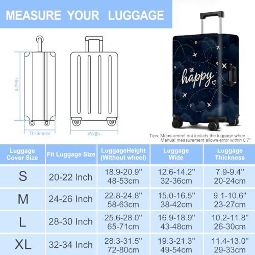 Luggage Cover Washable Suitcase Protector Anti (Be Happy / M(fits 24-26Inch suitcase))