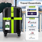 8 Pack Luggage Straps and Cruise Tags Set (Green & Wide)